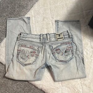 Men’s rock revival slim straight jeans